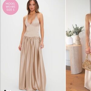 Show Me Your MuMu Champagne Luxe Satin Dress